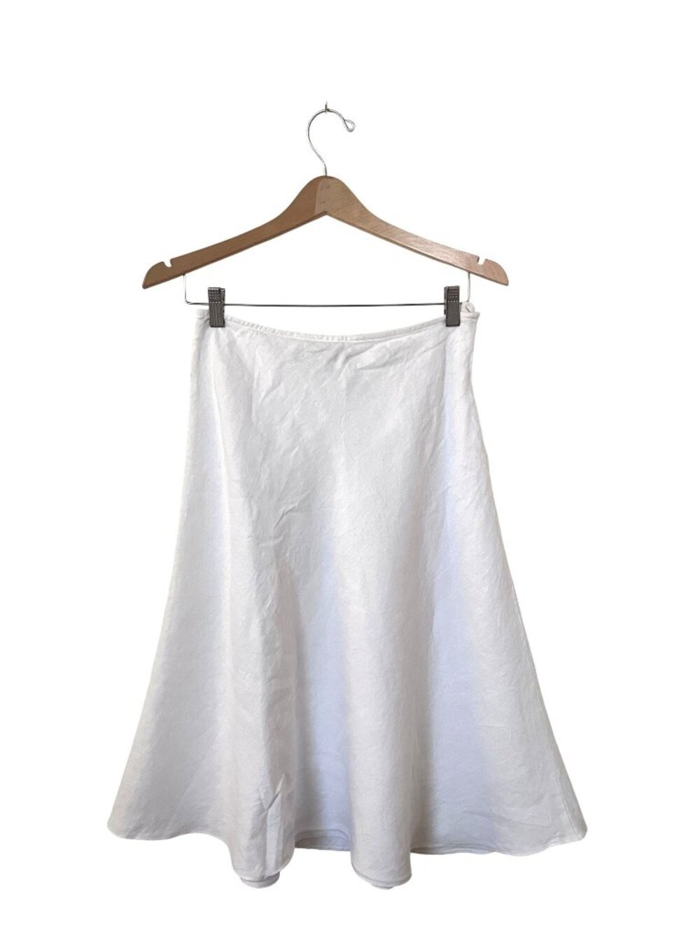 Talbots White Classic Old Money Minimalist Preppy Linen A-Line Skirt Petite Size